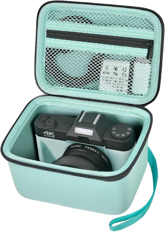 Comecase Vlogging Camera Case for Duluvulu/for VJIANGER 4K Digital Cameras | Mesh Pocket for Charging Cables and Batteries, Travel Storage for Vloggers, Parties and Camping (Green) - Case Only by COMECASE
