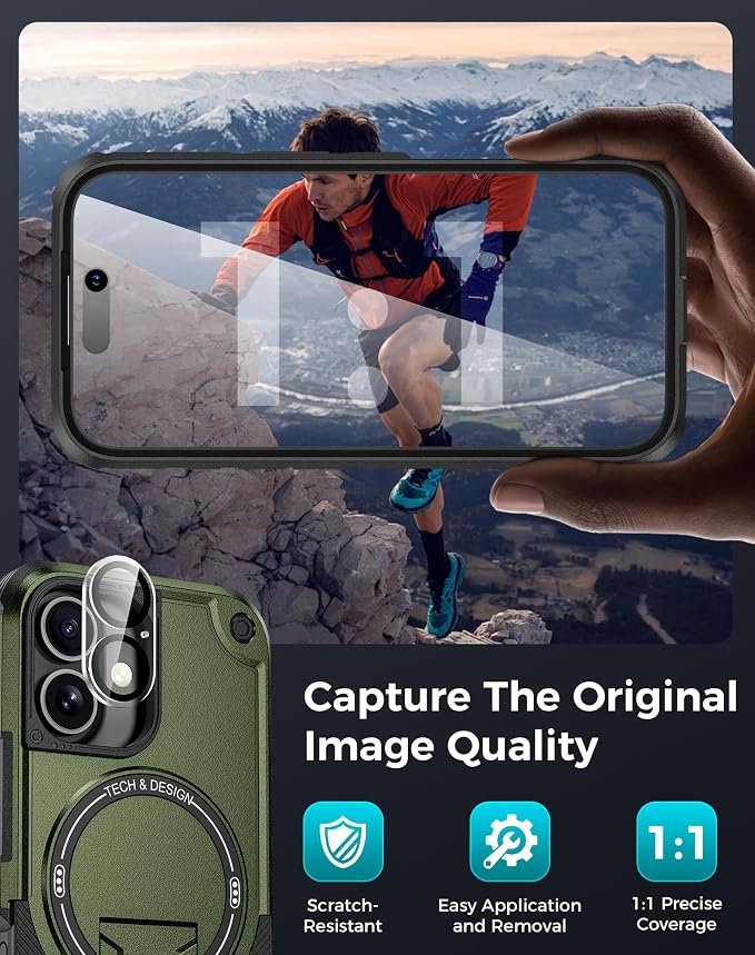 Goton 3 in 1 for iPhone 16 Case with Privacy Screen Protector Green | Glass Camera Lens Protector,Compatible for MagSafe,Invisible Kickstand, Shockproof Phone Cover for iPhone16 - Image 7