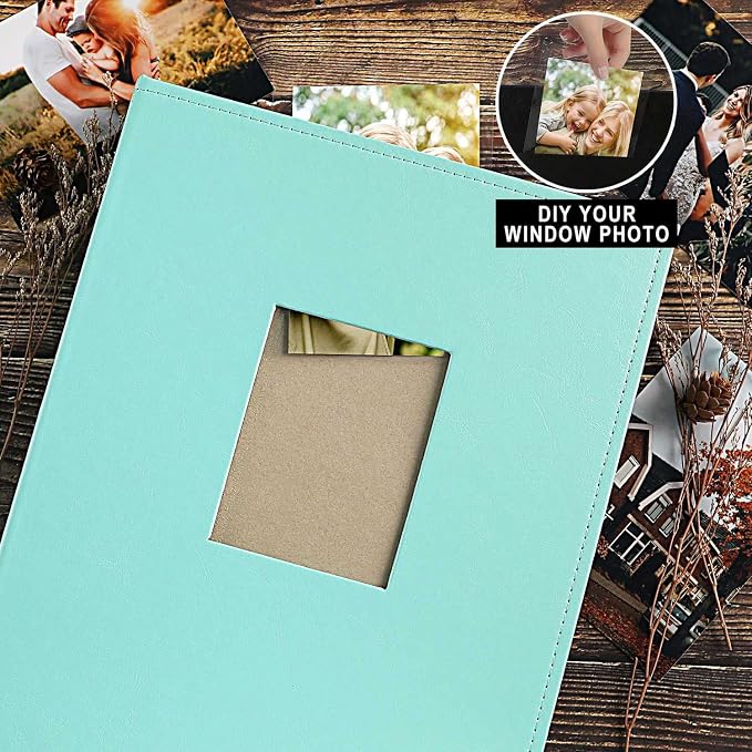 Ywlake Photo Album 4x6 400 Pockets, Leather Photo Albums Holds 400 Vertical Pictures Only Teal - Image 3