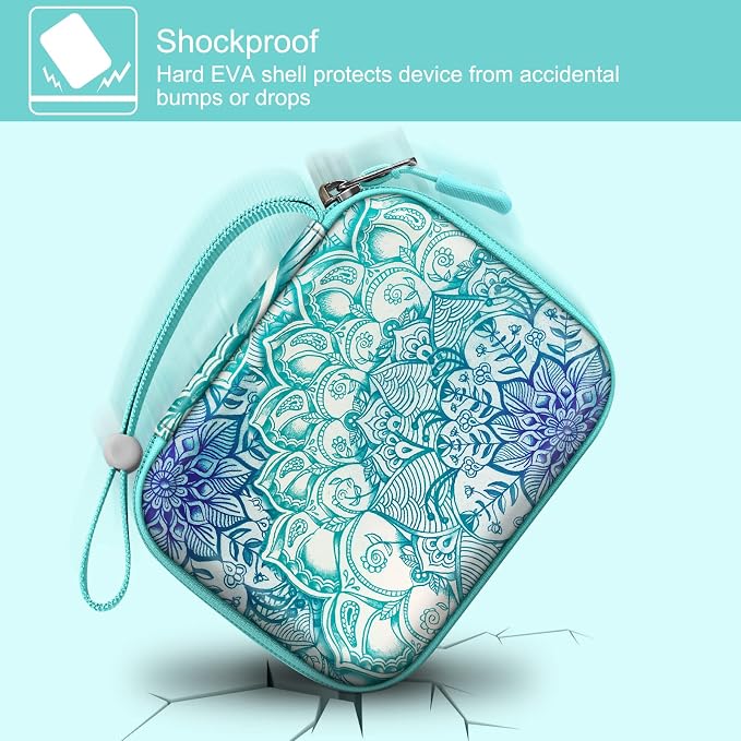FINTIE Protective Case for Canon Ivy 2 Mini, CLIQ2 & CLIQ+2 Photo Printer | Shockproof Hard Shell Carrying Case, With Wrist Strap, Pocket Camera Storage, Charger Cable Organizer, Emerald Illusions - Image 5