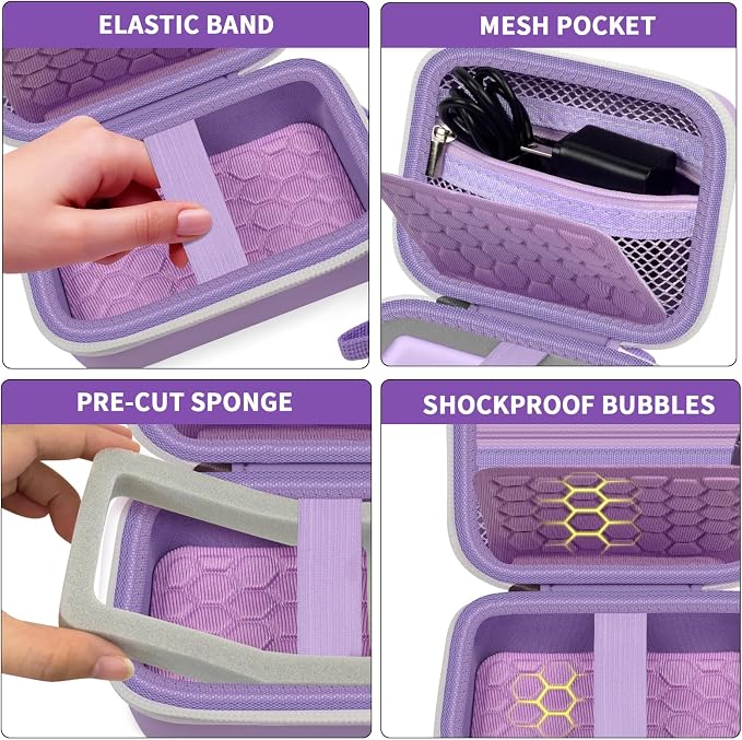 Comecase Digital Camera Case for Kodak PIXPRO FZ45 FZ55 for Travel, Purple | Fits Cameras up to 4.33 x 3.07 x 2.3 in, Pre-Cut Foam, Elastic Strap&Hand Strap, Mesh Pocket for Accessories, Case Only - Image 4