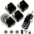 4 Pack Wireless Lavalier Microphone for iPhone Android & Camera | Mini Mics with AI Noise Reduction, 40H Battery for 4-Person Interviews, Video Recording, Podcasts, YouTube, TikTok, Vlogging by Ominoral