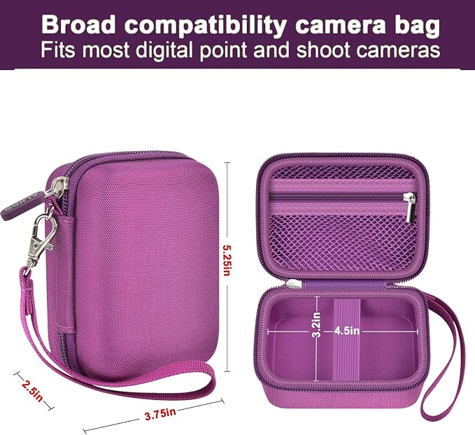 ALKOO Digital Camera Case for CAMKORY/Pouch for KODAK PixproDark Purple | for Lecran/for VAHOIALD Point and Shoot Camera, Hard Carrying Case with Mesh Pocket, Compact for Vlogging, Travel and Storage - Image 3