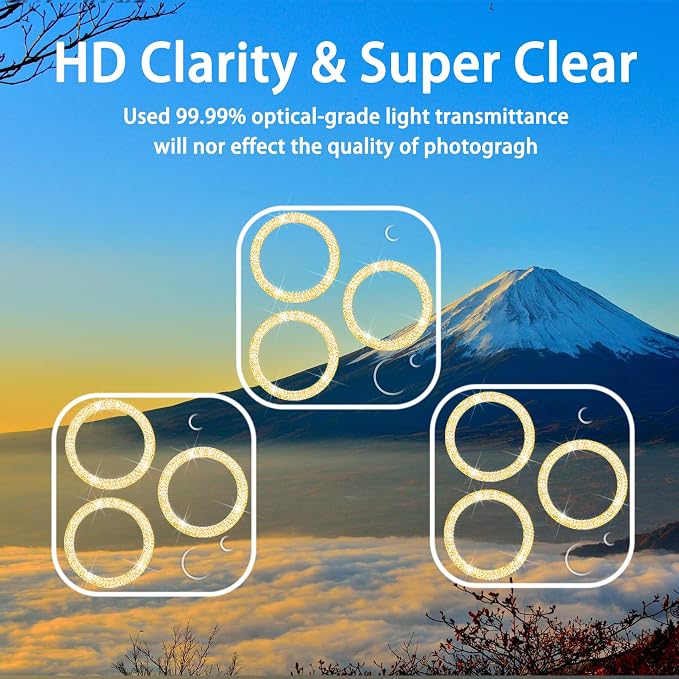 3 Pack Dengduoduo Tempered Glass Camera Lens Protector for iPhone 11 Pro 5.8" & iPhone 11 Pro Max 6.5", Bling Sparkle, Ultra HD, 9H Hardness, Anti-Scratch, Case Friendly, Easy to Install [No Affect on Night Shots] - Image 8