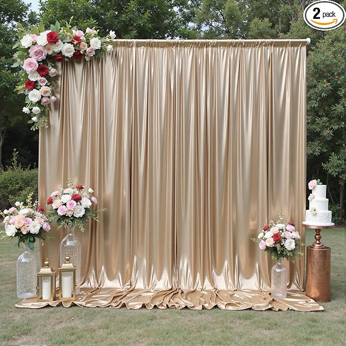 10x10FT Champagne Sequin Backdrop Curtain for Party - 2 Panels 5x10FT Wrinkle-Free Shimmer Drapes for Birthday, Wedding, Christmas, Decorations & Photography by Unknown