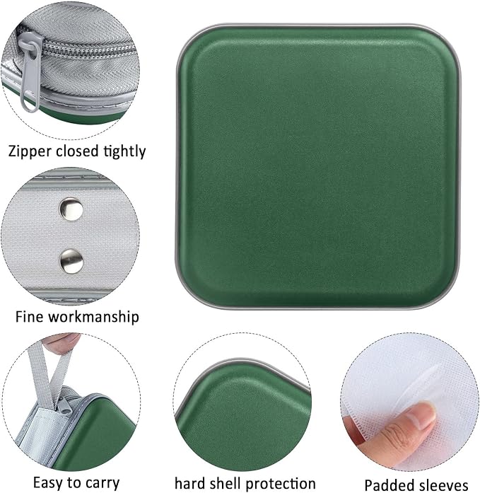 Siveit CD/DVD Cases 40 Capacity Disc Storage Binder for Car(Dark Green) | Holders Wallet Hard Plastic CD/DVD Case for Car Home Office Travel - Image 2