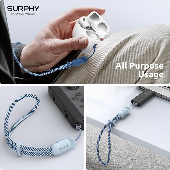 SURPHY 2 Pack Phone Lanyard, Phone Wrist Strap for Case, Camera Wrist Strap | Ultra-Light 2-Color Braided Phone Strap, Cellphone Charm Strap, Anti-Lost Wrist Lanyard for Women and Men, Cloud Blue Jay - Image 6