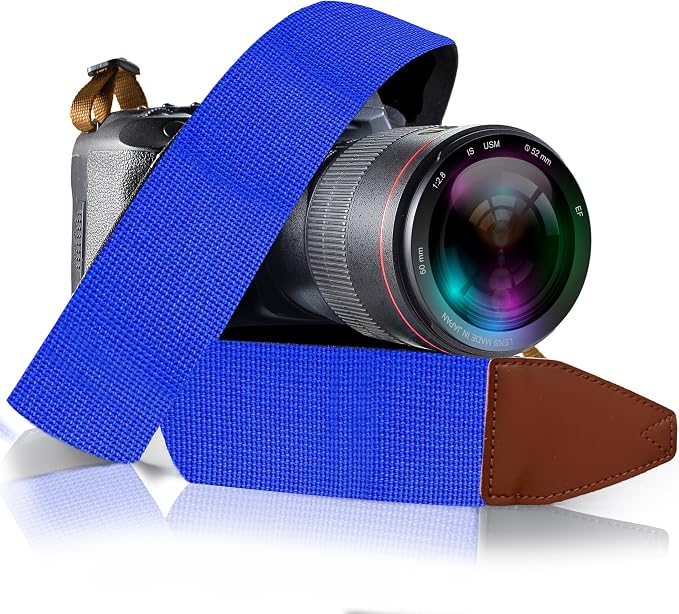 Art Tribute Camera Strap - Shoulder, Crossbody & Neck Camera Strap for Photographers, Fits All Cameras, Canon Nikon Sony Fujifilm, Padded Strap W/Quick Release, Embroidered Cotton & Leather Ends by ArtTribute