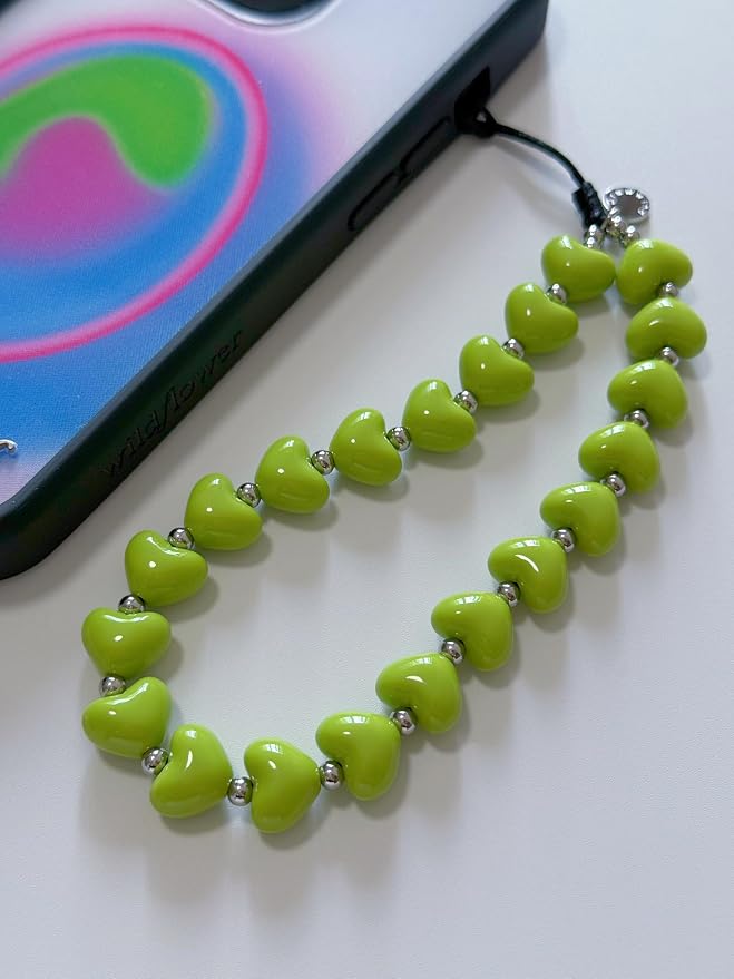 Drawwind Phone Charm Strap Cute Wrist Straps Cell Phone Charm String Y2K Aesthetic Lanyard Wristlet Chain for Case Camera AirPods Bags Keychains (Avocado Hearts) - Image 4