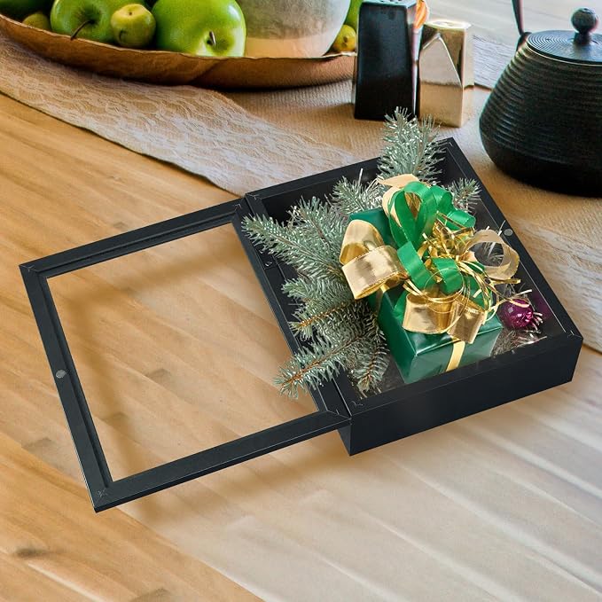 Muzilife 13x16 Shadow Box Wood Picture Frame, 2.16 Deep, Real Glass, Black | FSC-Wood, Magnetic Door, Linen Interior & Pins, Vertical, Horizontal Wall Hanging, Display Case Frame for Photos & Keepsakes - Image 5