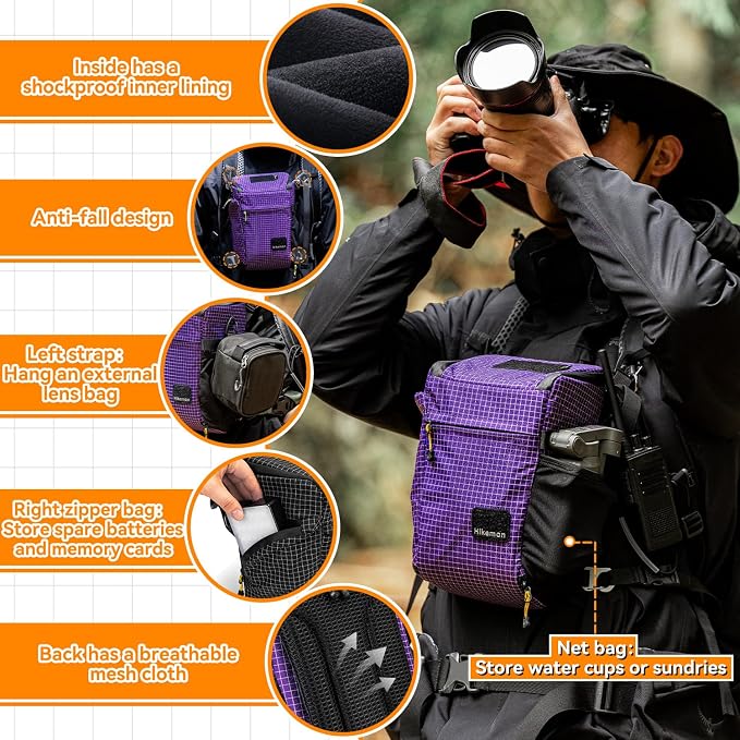 HIKEMAN Shoulder Bag Case for Camera - Outdoor Waterproof Shockproof Camera Bag,Detachable Strap for Daily Use,Travel,Cycling Climbing(Grey) - Image 7