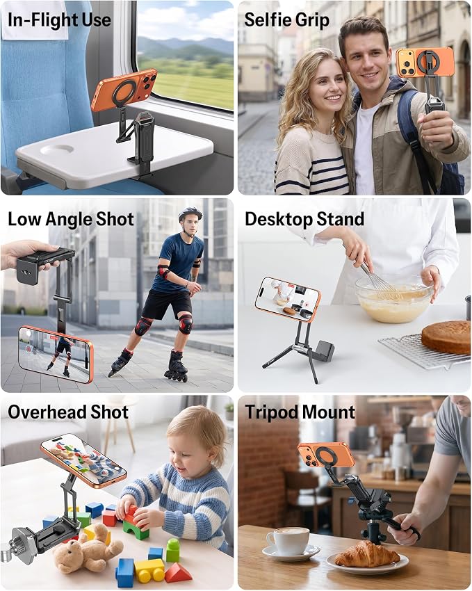 OMOTON TP02-Pro-CK Magnetic Phone Holder Kit with Fill Light & 2 Remotes | Arca-type Base with a 1/4" Screw Hole, 3 Color Temperatures ,10-level adjustable brightness, USB-C Charging, for iPhone 12-17 - Image 7