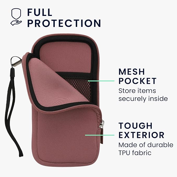 kwmobile Universal Phone Pouch Size XL - 6.7/6.8" - Neoprene Smartphone Pouch with Zip - Water-Repellent Mobile Phone Case - Sleeve in Dark Rose - Image 3