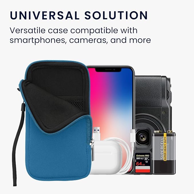 kwmobile Universal Phone Pouch Size XXL - 7" - Neoprene Smartphone Pouch with Zip - Water-Repellent Mobile Phone Case - Sleeve in Cornflower Blue - Image 4