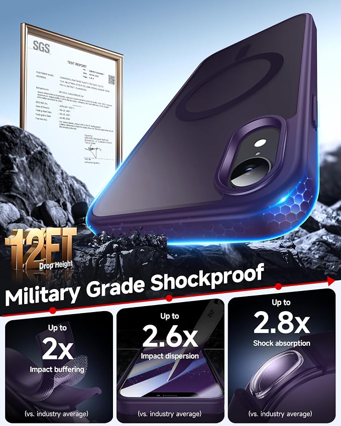 LeYi for iPhone-XR Phone Case Purple with Screen Protector X2 + Camera Cover X2:[ MagSafe Compatible] Magnetic Slim Cases for i Phone 10 iphoneXR Military Grade Protective Funda Para 10XR, Deep Purple - Image 3