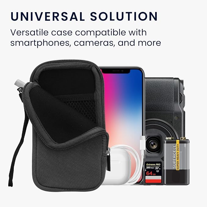 kwmobile Universal Phone Pouch Size L - 6.5" - Neoprene Smartphone Pouch with Zip - Water-Repellent Mobile Phone Case - Sleeve in Grey - Image 4