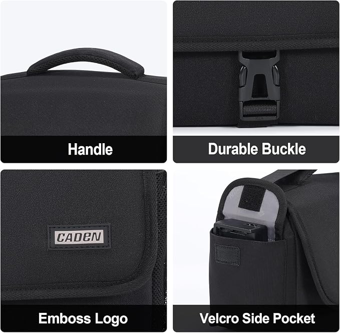 CADeN Camera Bag Case Shoulder Crossbody Bag Compatible for Nikon, Canon, Sony, DSLR SLR Mirrorless Cameras and Lenses (1.0 Black, Large) - Image 7