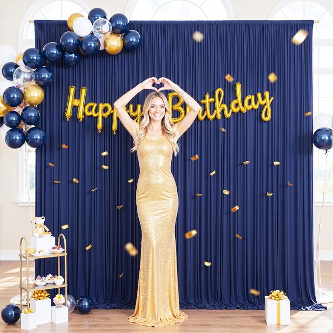 Navy Blue Backdrop Curtain for Parties Wrinkle Free Photo Curtains Backdrop Drapes Fabric Decoration for Wedding Birthday Party Baby Shower 5ft x 7ft,2 Panels - Image 2