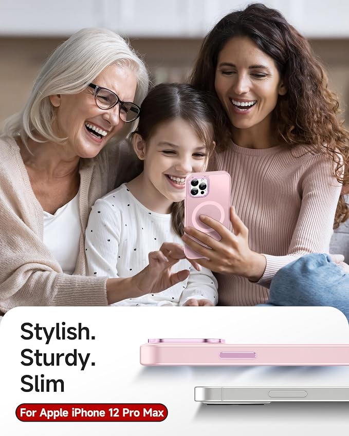 LeYi for iPhone-12-Pro-Max Case: Compatible with Magsafe[ Tempered Glass Screen X2+ Camera Lens Protector X2] i Phone 12Pro Promax Cases Cover iohone 12 Pro Max Magnetic Protective Girl Women, Pink - Image 6