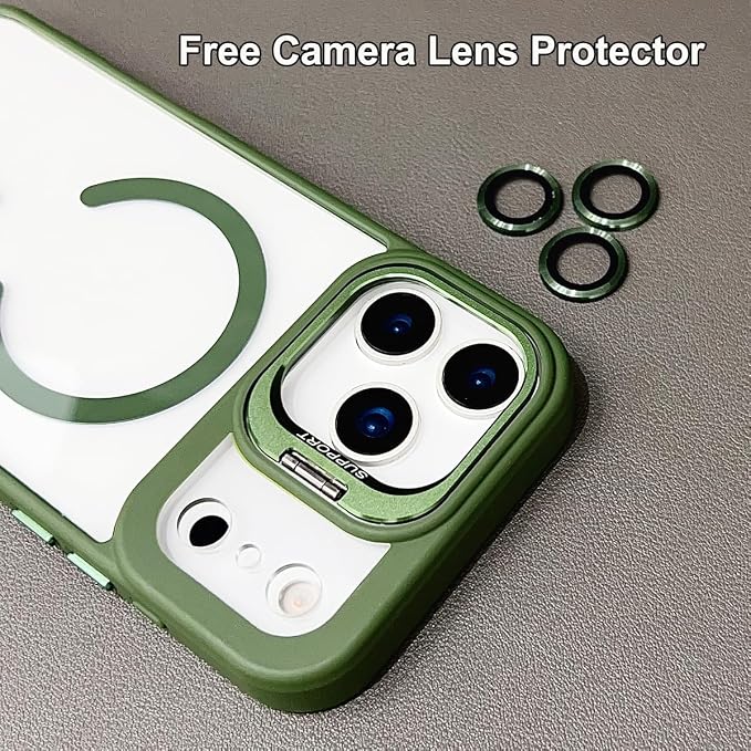 for iPhone 17 Pro Max Magnetic Case with Kickstand, [Compatible with MagSafe] Built in Stash Stand Clear Shockproof Soft Cover Camera Lens Protection Case for iPhone 17 Pro Max 6.9", Pink - Image 5