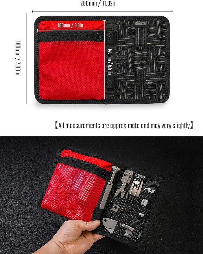 TACTICAL_GEEK EDC Organizer Board, Anti-Slip Elastic Woven Board, Utility Bag Insert Panel for Small Gear, Backpack Accessories (TCM10-Black Red) - Image 2