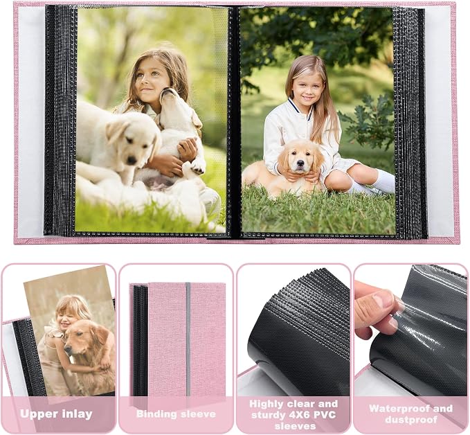 Photo Album 4x6 100 Pockets for Wedding Gifts,Linen Hardcover Picture Albums for Family Anniversary Baby Vacation Pictures - Image 6