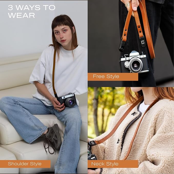 Slim Leather Camera Strap with Quick Release, Neck, Shoulder Strap - Image 4