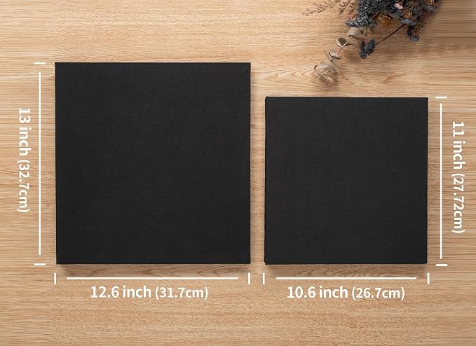 Large Photo Album Self Adhesive 4x6 8x10 10x12 13"x12.8" Magnetic Scrapbook Album 12.6"x11" Inch 40 Pages Linen Cover DIY Photo Album with A Metallic Pen and DIY Stickers(Black) - Image 5