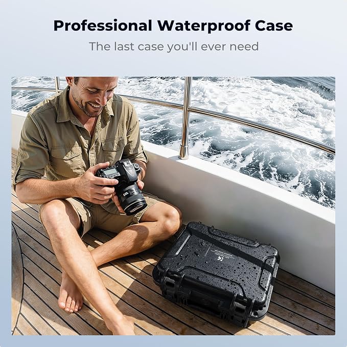 K&F CONCEPT Waterproof Hard Case, IP67 Protective Case with Pre-Scored Foam | Pick & Pluck Foam, Waterproof, Dustproof, Shockproof, HardShell Case for Camera & DJI Drone & Equipment Storage, BC01 - Image 7