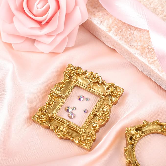 Vicenpal 40 Pcs Gold Mini Vintage Picture Frames Bulk | Small Vintage Photo Frames, Antique, Resin, Baroque, Ornate, Cute Wallet Size, for DIY Jewelry Gifts Christmas Wedding Decor - Image 2