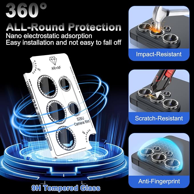Meshine for Samsung Galaxy S26 Ultra Camera Lens Protector,Scratch Proof,Strong Adsorption,9H Hardness with Metal Ring Camera Cover,Ultra Thin Case Friendly, Accessories Lens Protector,Shiny Black - Image 3