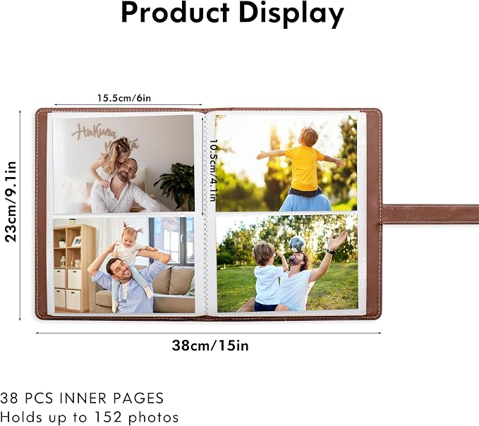 Small Photo Album 4x6 with 152 Pockets Mini Picture Book Leather Cover Portable Wallet Photo Storage for Family Graduation Wedding Travel Gift (Brown) - Image 2