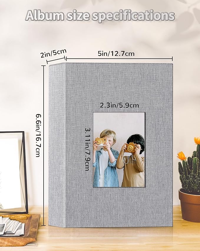 Artfeel Photo Album 4x6 with 100 Pockets,Slip-in Picture Albums,Linen Cover Memory Book with Front Window,White Page Vertical Photo Book for Wedding,Family,Anniversare,Baby,Vacation - Image 3