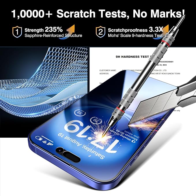 EZ-GLAZ-4+2 Pack for iPhone 16 Privacy Screen Protector (6.1") | 2-Pack Lens Protectors, Alignment Kit, Easy Installation, 9H+ Tempered Glass, Scratch Resistant, 28° Privacy Protection - Image 5
