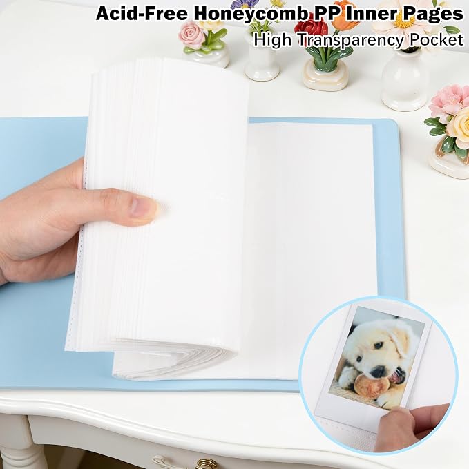 Ruibytree 320 Pockets Album for Instax Mini & Polaroid 2x3" Pictures, Blue | Gift-Ready Packaging, PU Leather Cover, Acid-Free Pages, Side-Loading Clear Pockets, Durable Binding, Easy Photo Viewing - Image 7