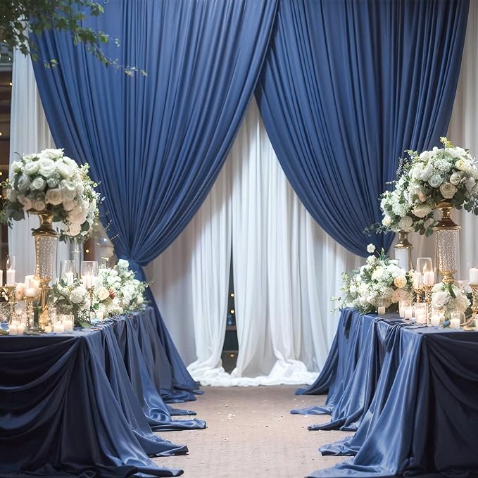 10x12 Navy Blue Backdrop Curtains for Wedding Party Wrinkle Free Backdrops Curtain Drapes Fabric Decorations Photo Back Drop Cloth for Baby Shower Photography Stage Reception 5ft x 12ft,2 Panels - Image 4