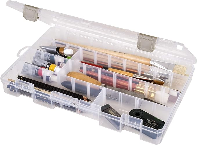 ArtBin Large Solutions Box Clear Art & Craft Organizer with Dividers - Plastic Storage Case for Convenient and Versatile Storage - Ideal for Various Craft Supplies | 20 Removable Dividers, 14.125 x 9 x 2 Inches, Secure Latches, Stackable, Clear Durable... - Image 8