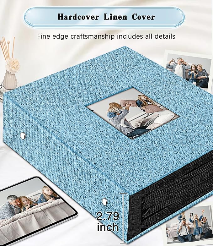 Ejblfe Photo Album 4x6,Linen Cover Slide-in Photo Album Book Can Holds 1000 4x6 Photos with 100 Black Sheets for Family,Wedding,Baby and Holiday Pictures (Blue) - Image 5