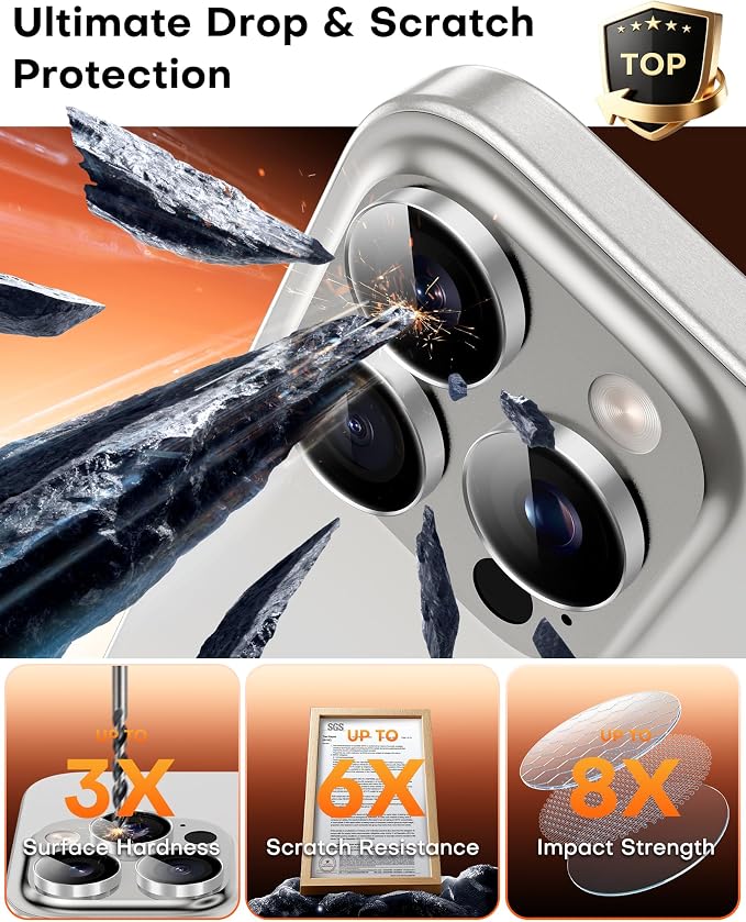 TOCOL for iPhone 14 Pro Max Camera Lens Protector/iPhone 14 Pro Camera Lens Protector Tempered Glass HD Individual Scratch Resistant Cover Accessories Case Friendly 2 Pack（Silvery） - Image 4