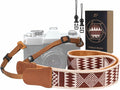 Padwa Lifestyle Diamonds Camera Strap - 1.5" Crazy Horse Cowhide Ends Camera Straps for Photographers, Cute Cotton Weave Soft Suede Fabric Padded Strap fits All Cameras for Adults & Kids by PadwaLifestyleCameraStrap