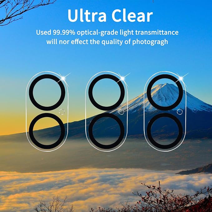 Dengduoduo 3 Pack Camera Lens Protector for iPhone 17, Tempered Glass, Ultra HD, 9H Hardness, Anti-Scratch, Case Friendly,[No Affect on Night Shots], Clear - Image 3
