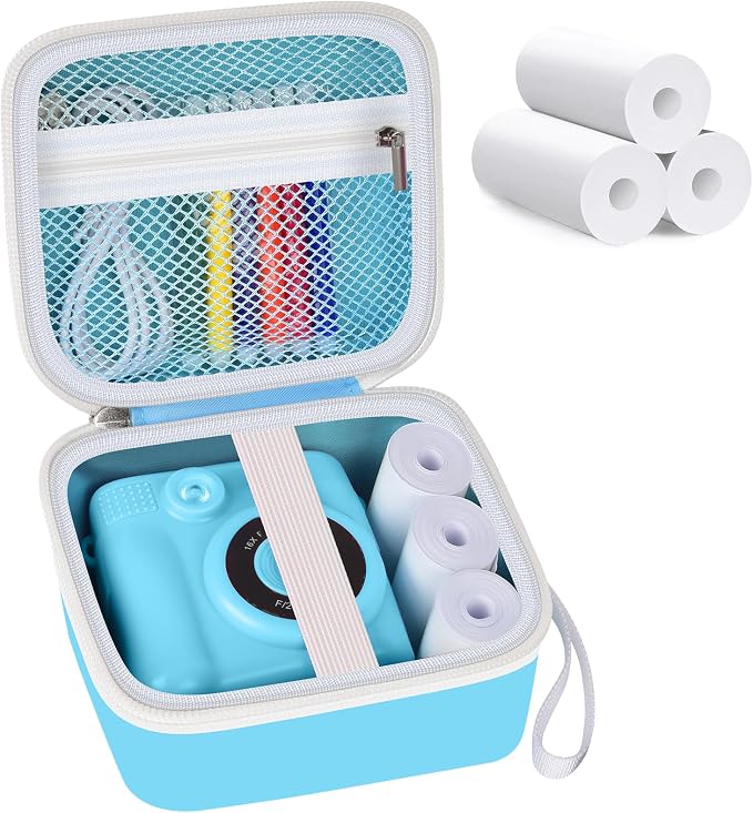 PAIYULE Kids Instant Print Camera Case for ESOXOFFORE for Dylanto | Hard Shell,Mesh Pocket,Wrist Strap,for Gofunly,for GREENKINDER,for DUDUDRAGON,for Zostuic,for Careenoah (Box Only)SkyBlue by paiyule
