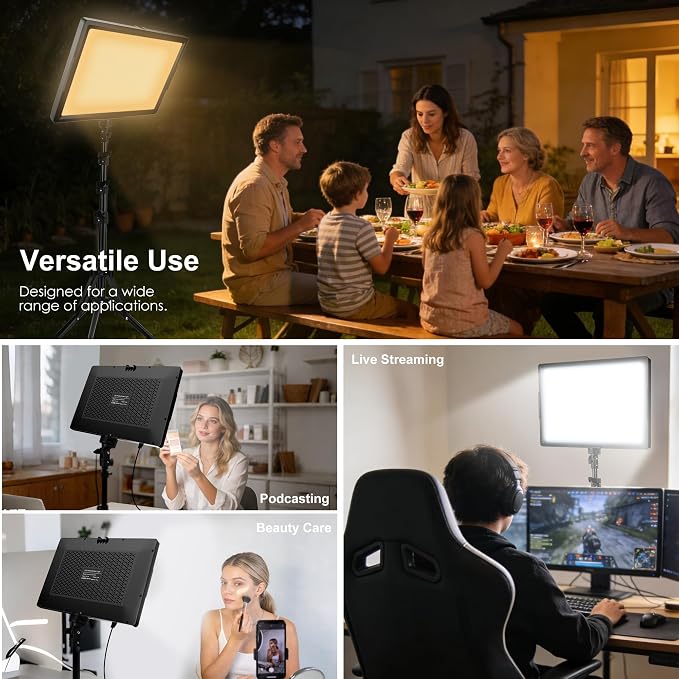 20W LED Photo Video Light 2-Pack, Bi-Color Dimmable Camera Lights | Photography Lighting Kit 2800-6500K CRI 97+ 2000LM for Studios, YouTube TikTok Video Recording, Game Streaming - Image 5
