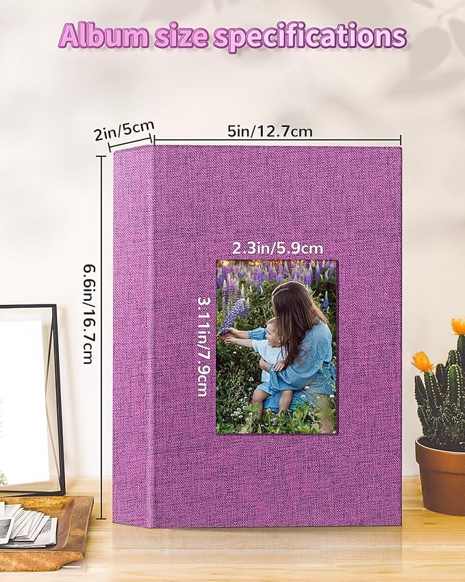Artfeel Photo Album 4x6 with 100 Pockets,Slip-in Picture Albums,Linen Cover Memory Book with Front Window,White Page Vertical Photo Book for Wedding,Family,Anniversare,Baby,Vacation - Image 5