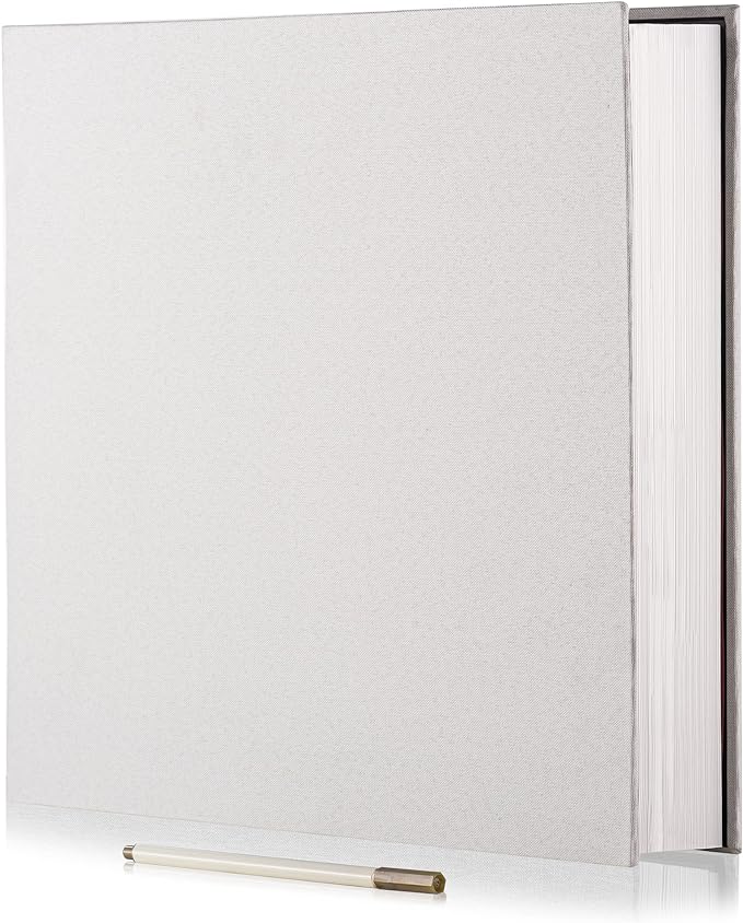 Large Photo Album Self Adhesive 4x6 5x7 6x8 8x10 Pictures Scrapbook Magnetic Album DIY Scrap Book 60 Sticky Pages Linen Cover DIY Photo Album with A Metallic Pen and DIY Accessories(White) by HoneyTolly