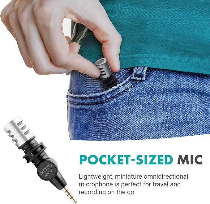 Movo MA5SP 3.5mm TRRS Shotgun Microphone for iPhone or Android Devices - Omnidirectional Phone Microphone with 180° Rotation - Mini Travel Smartphone Microphone for Video, Vlogging, Interview, Travel - Image 2