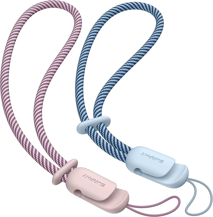 SURPHY 2 Pack Phone Lanyard, Phone Wrist Strap for Case, Camera Wrist Strap | Ultra-Light 2-Color Braided Phone Strap, Cellphone Charm Strap, Anti-Lost Wrist Lanyard for Women and Men, Pink Cloud Blue by SURPHY