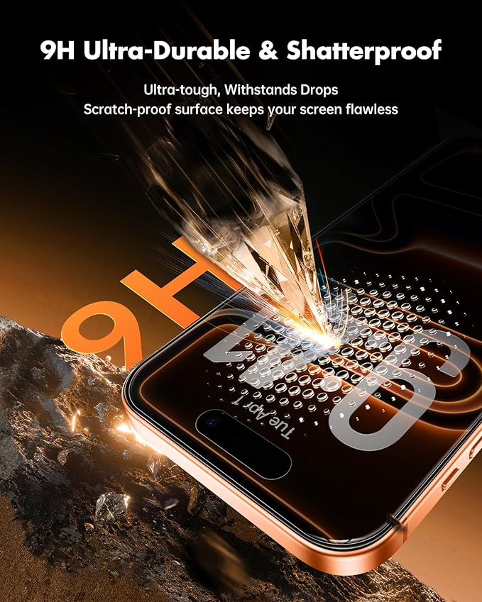 UNBREAKcable Privacy Screen Protector for iPhone 17 Pro Max, 2-Pack | True 28° Anti-Spy, Shatterproof Tempered Glass, 9H Hardness, Easy Install, Bubble-Free, Anti-Scratch, Case Friendly - Image 4