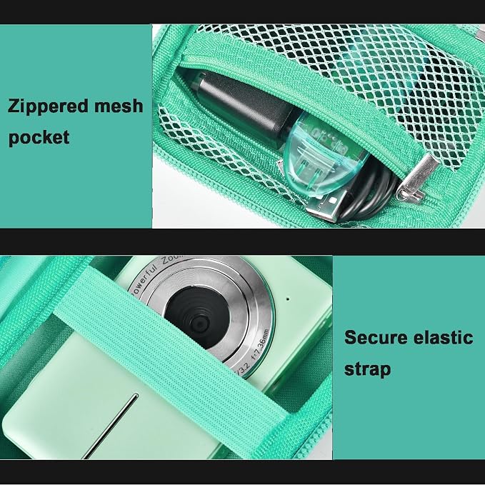 ALKOO Digital Camera Case for CAMKORY, Camera Pouch for KODAK Pixpro -Green | for Lecran/for VAHOIALD Point and Shoot Camera, Hard Carrying Case with Mesh Pocket, Compact for Vlogging, Travel and Storage - Image 6