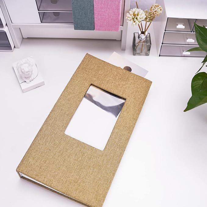 Vienrose 4x6 Photo Album,420 Pockets,Linen Cover with Window,Khaki | Linen Hardcover, Slip In Photo Book, Family Memory Album, Travel Keepsake - Image 2